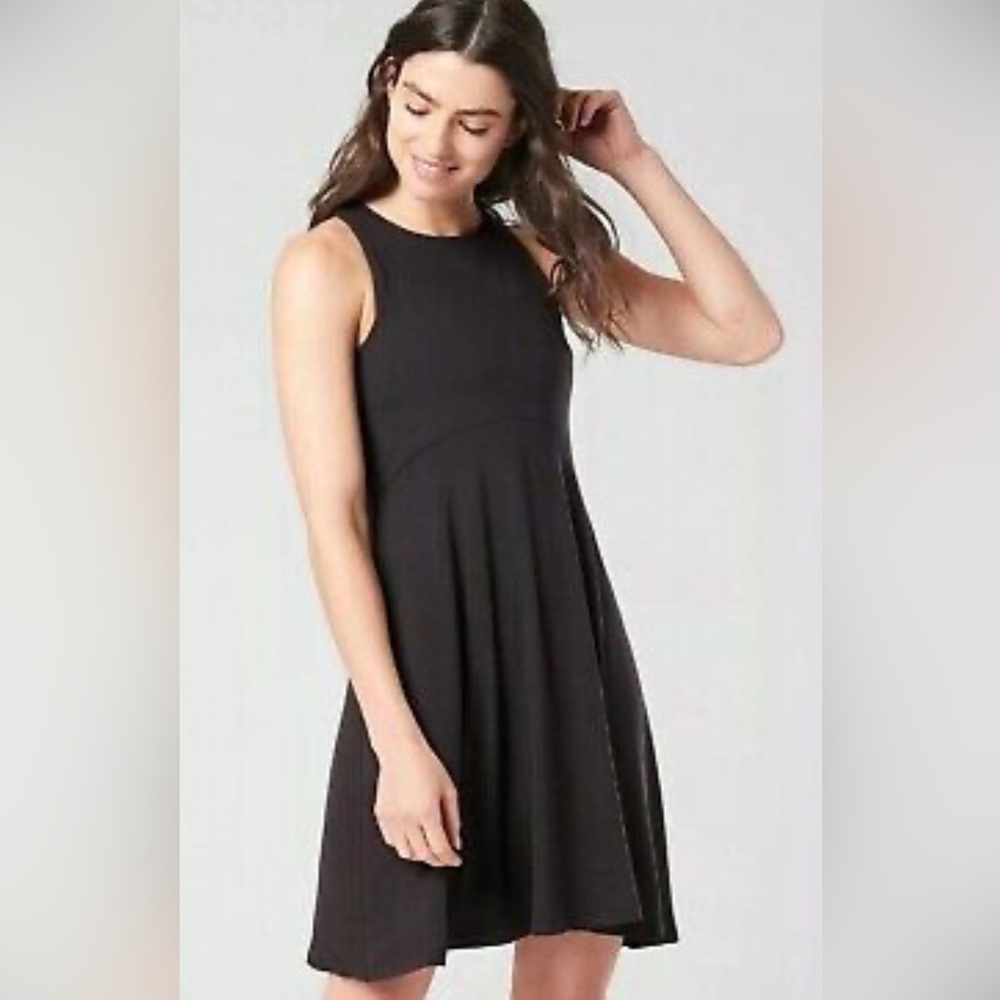 Athleta Santorini Thera Black Asymmetrical Black Dress